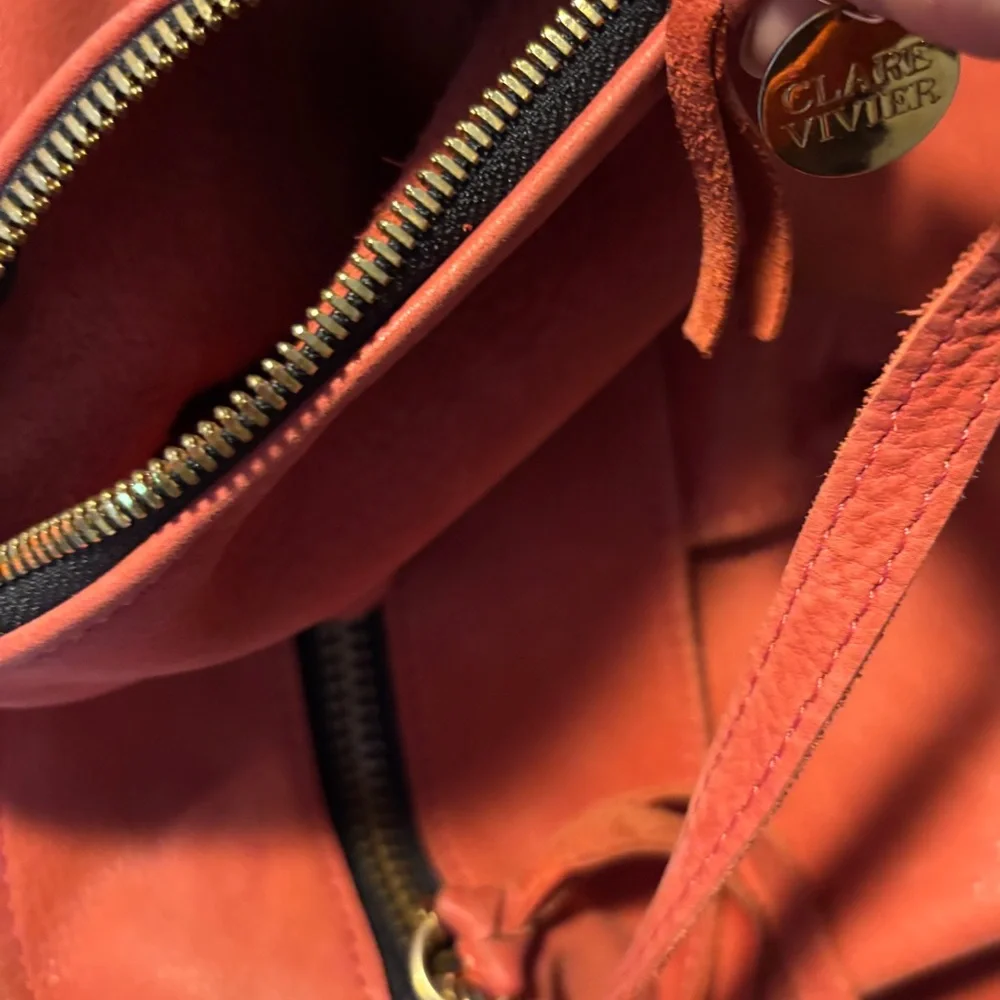 Clare V Red Nubuck Leather Messenger Bag Vintage Clare Vivier - Picture 6 of 8